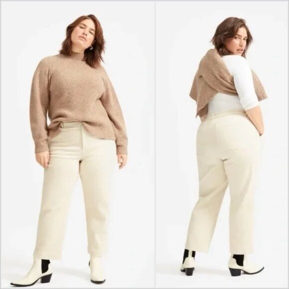 Evelane Pants - EVERLANE WOMENS THE UTILITY STRAIGHT-LEG CROP PANT Bone SZ 10 Minimalist Chic